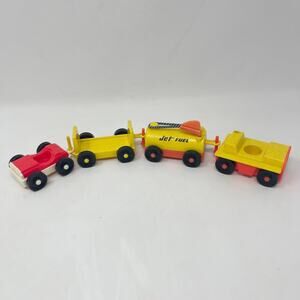 Vintage Fisher Price Little People Airport Jet Fuel Tanker Luggage Cart - 4 Cars